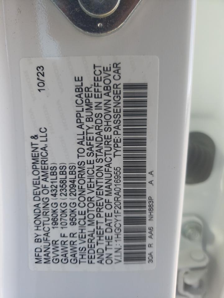 2024 HONDA ACCORD LX VIN:1HGCY1F20RA016955