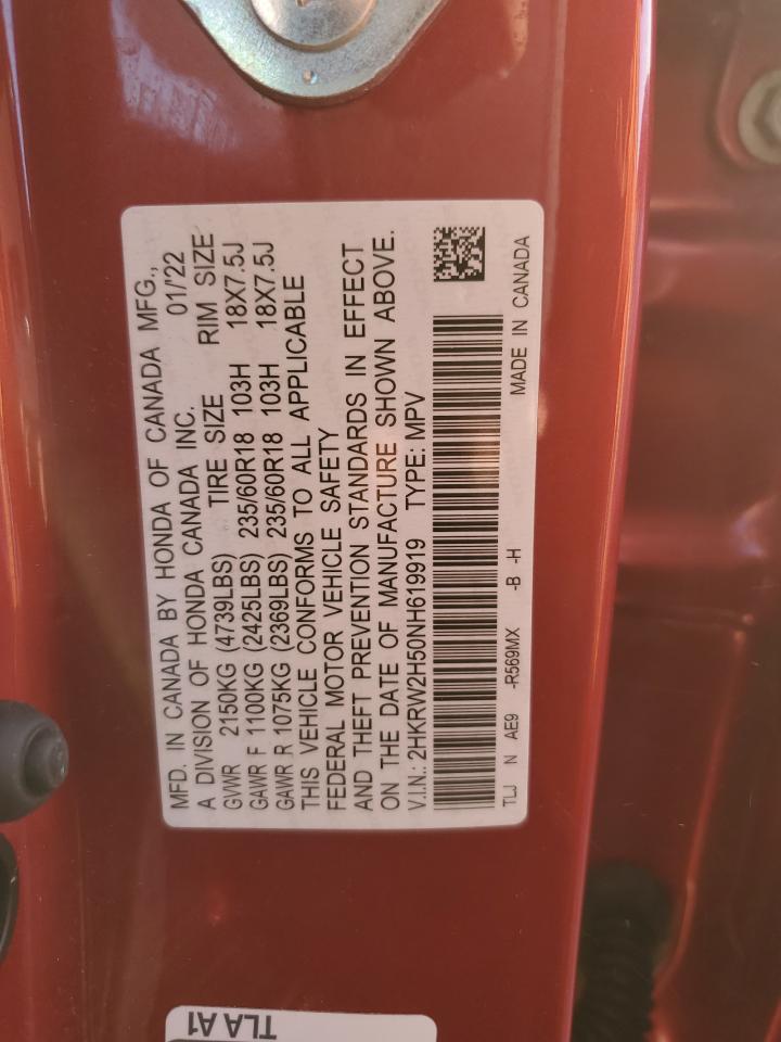 2022 HONDA CR-V EX VIN:2HKRW2H50NH619919