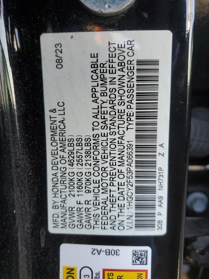 2023 HONDA ACCORD HYBRID SPORT VIN:1HGCY2F53PA066391
