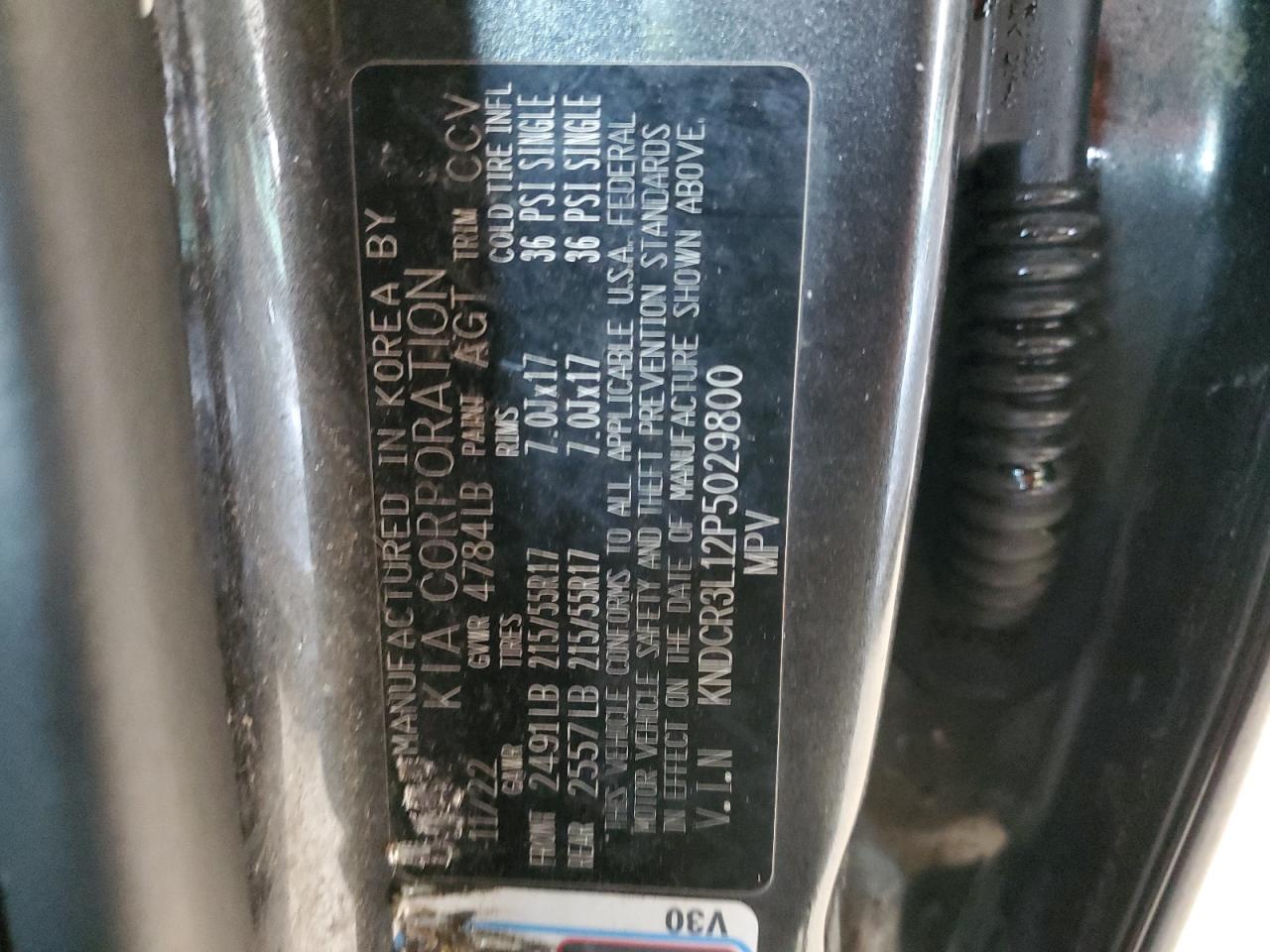 2023 KIA NIRO WIND VIN:KNDCR3L12P5029800