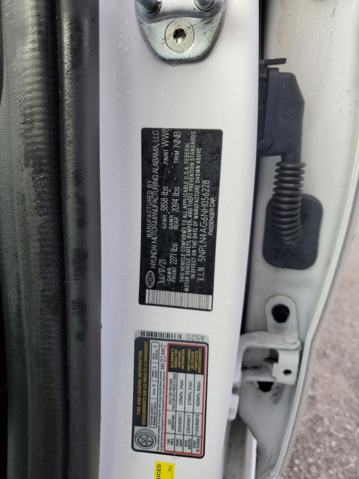 2022 HYUNDAI ELANTRA SEL VIN:5NPLN4AG6NH056228