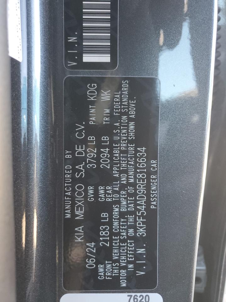 2024 KIA FORTE GT LINE VIN:3KPF54AD9RE816634