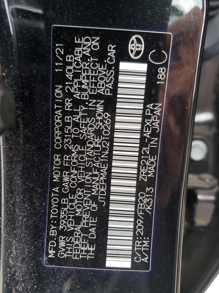 2022 TOYOTA COROLLA LE VIN:JTDEPMAE1NJ210269