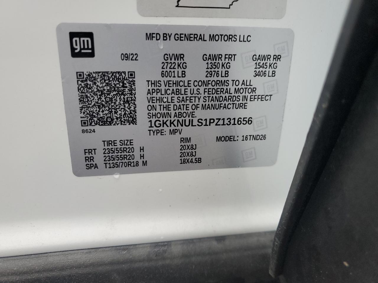 2023 GMC ACADIA SLT VIN:1GKKNULS1PZ131656