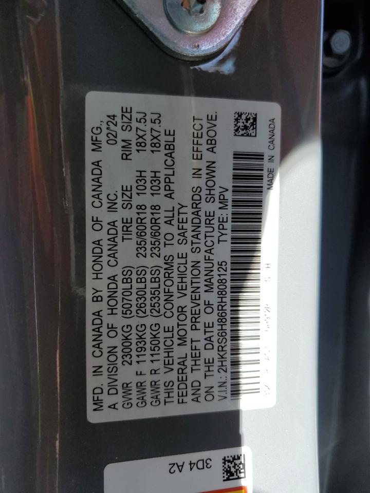2024 HONDA CR-V SPORT-L VIN:2HKRS6H86RH808125