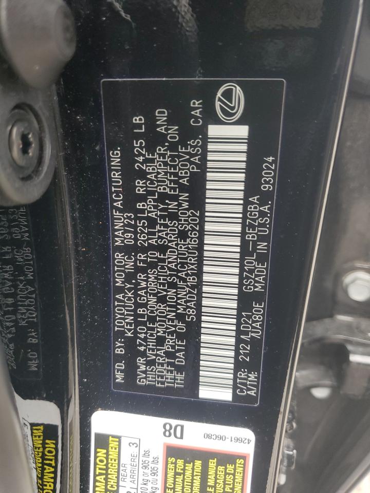 2024 LEXUS ES 350 BASE VIN:58ADZ1B1XRU166202