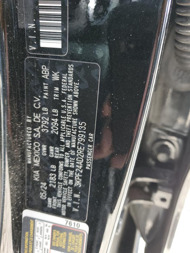 2024 KIA FORTE LX VIN:3KPF24AD2RE799135