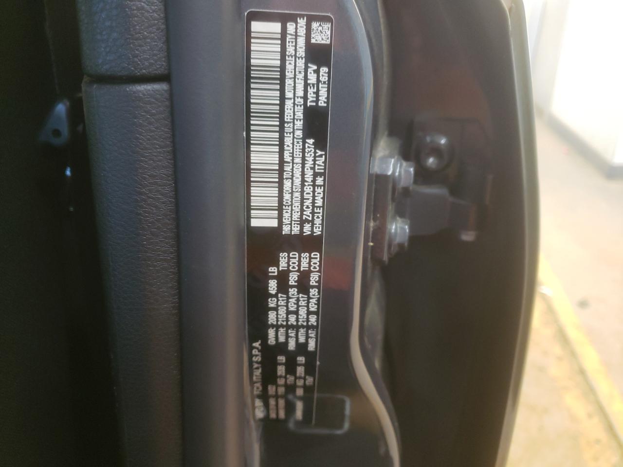 2022 JEEP RENEGADE LATITUDE VIN:ZACNJDB14NPN45374