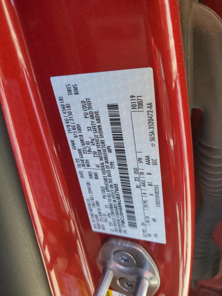 2022 FORD ESCAPE SEL VIN:1FMCU0H68NUB57605