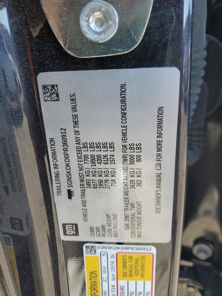 2023 CHEVROLET SUBURBAN K1500 Z71 VIN:1GNSKDKD0PR360912