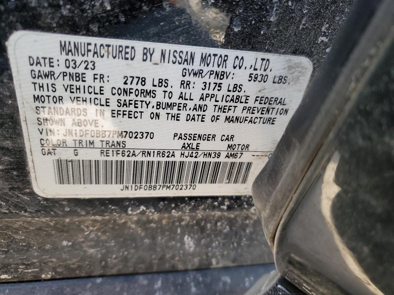 2023 NISSAN ARIYA EVOLVE+ VIN:JN1DF0BB7PM702370