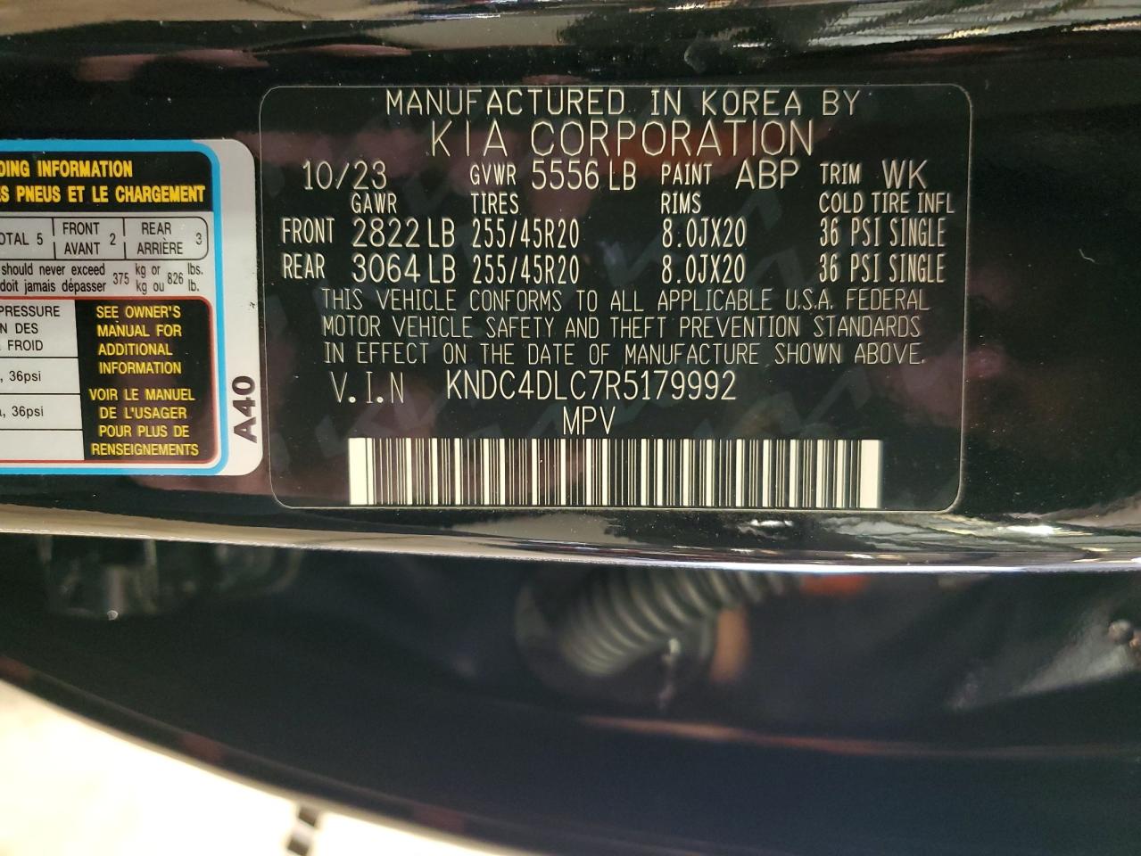 2024 KIA EV6 GT LINE VIN:KNDC4DLC7R5179992