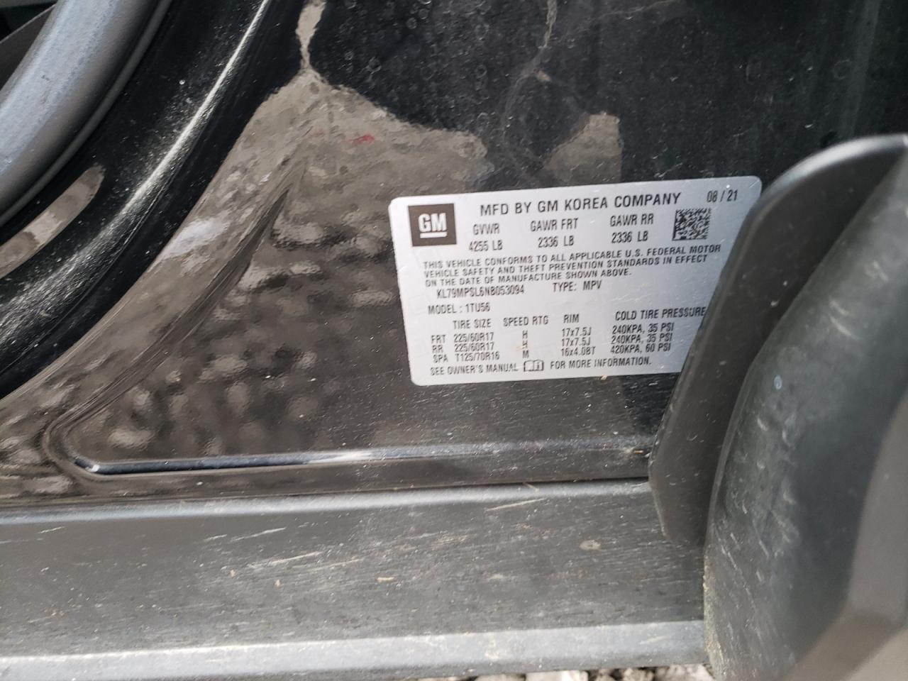 2022 CHEVROLET TRAILBLAZER LT VIN:KL79MPSL6NB053094