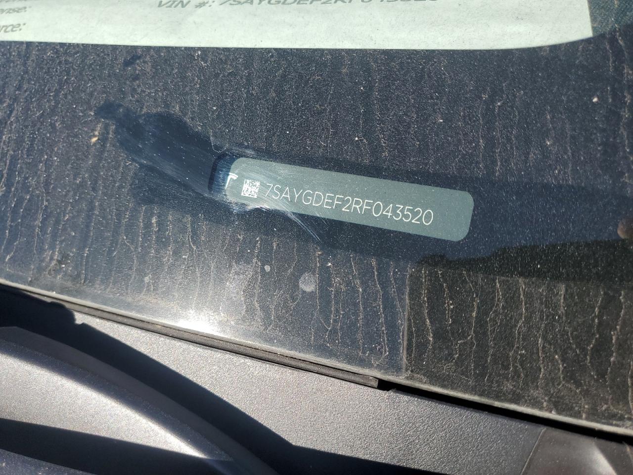 2024 TESLA MODEL Y VIN:7SAYGDEF2RF043520