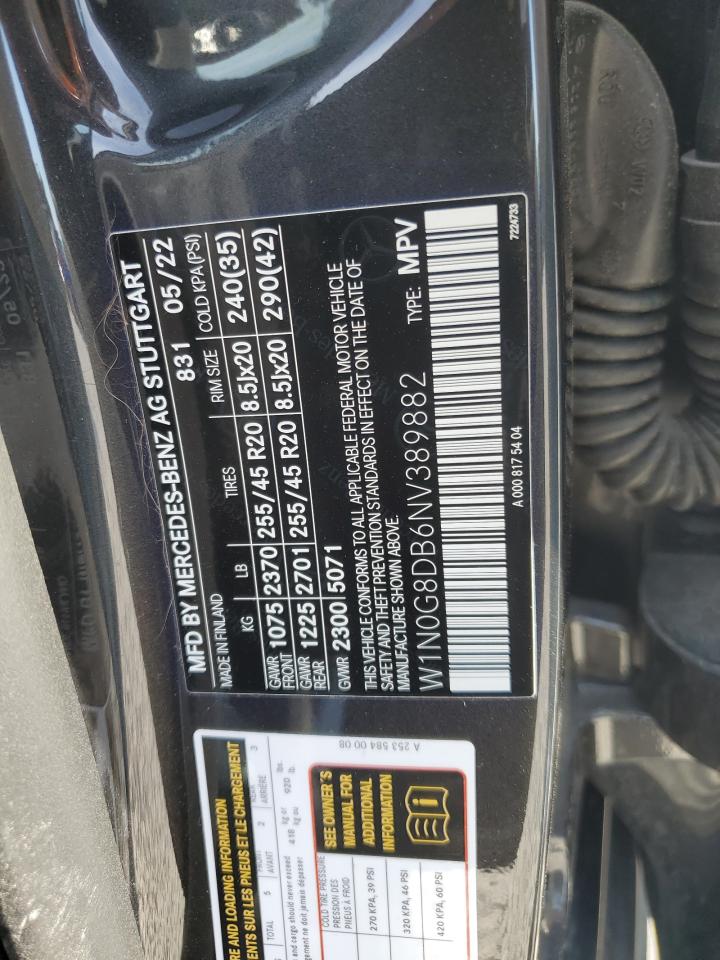 2022 MERCEDES-BENZ GLC 300 VIN:W1N0G8DB6NV389882