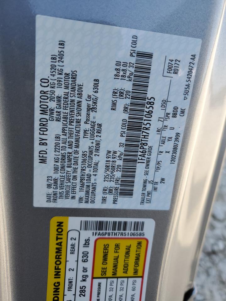 2024 FORD MUSTANG VIN:1FA6P8TH7R5106585