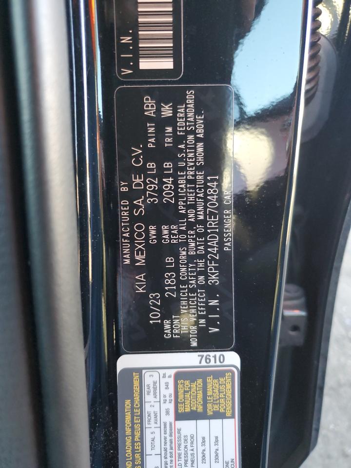 2024 KIA FORTE LX VIN:3KPF24AD1RE704841