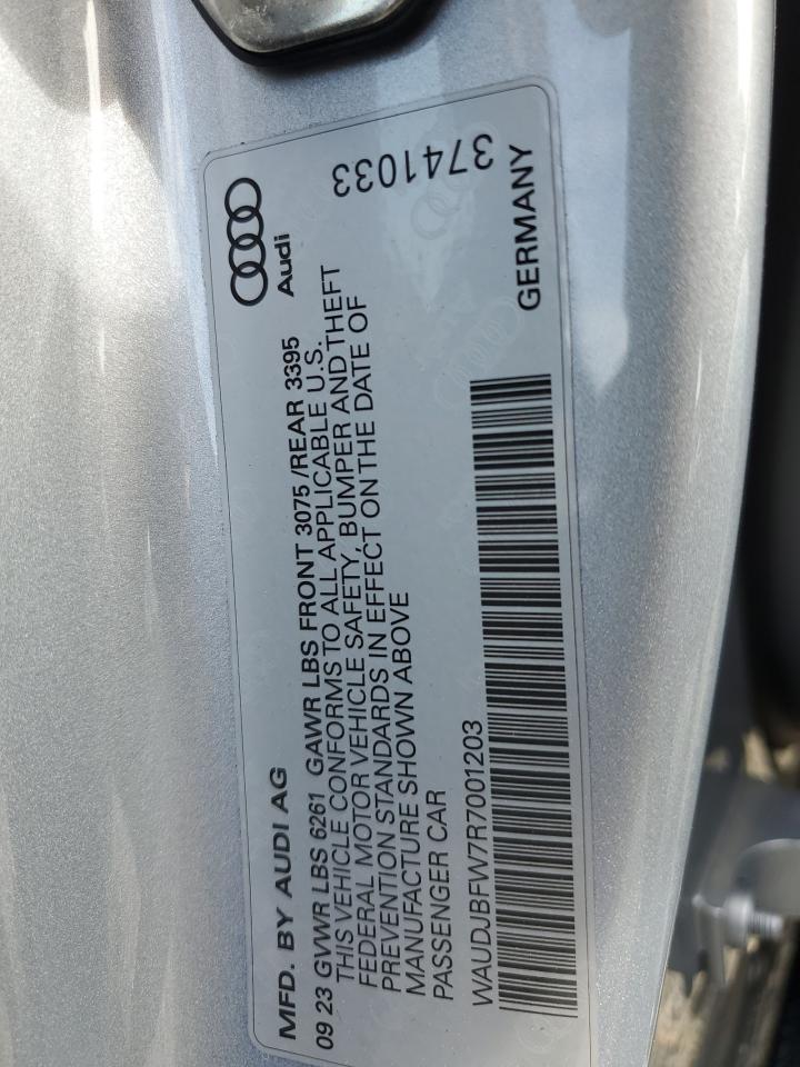 2024 AUDI E-TRON GT PRESTIGE VIN:WAUDJBFW7R7001203