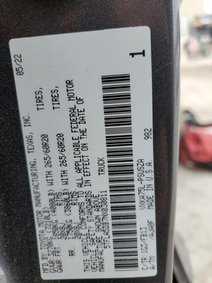 2022 TOYOTA TUNDRA CREWMAX SR VIN:5TFLA5DB7NX030811