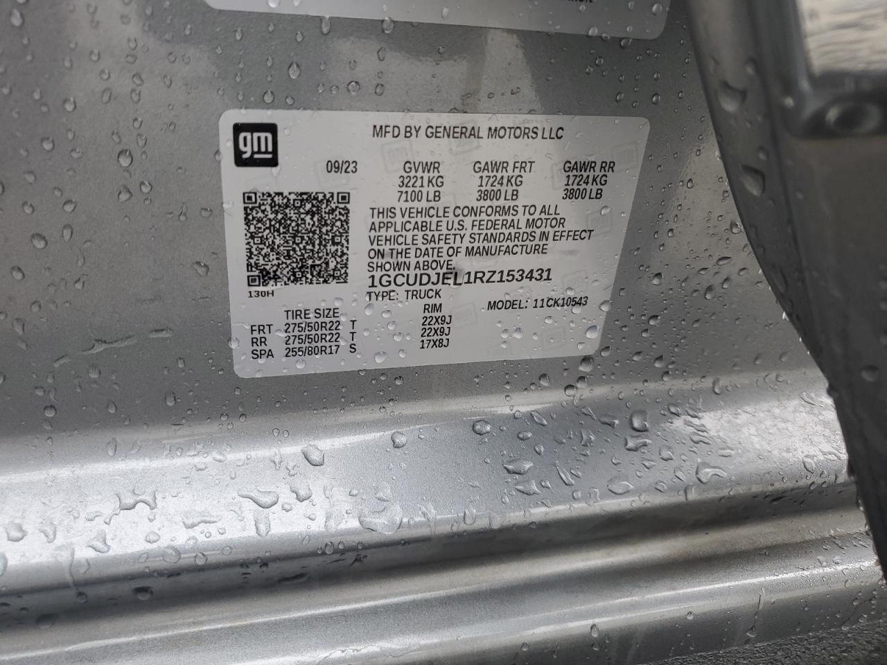 2024 CHEVROLET SILVERADO K1500 HIGH COUNTRY VIN:1GCUDJEL1RZ153431