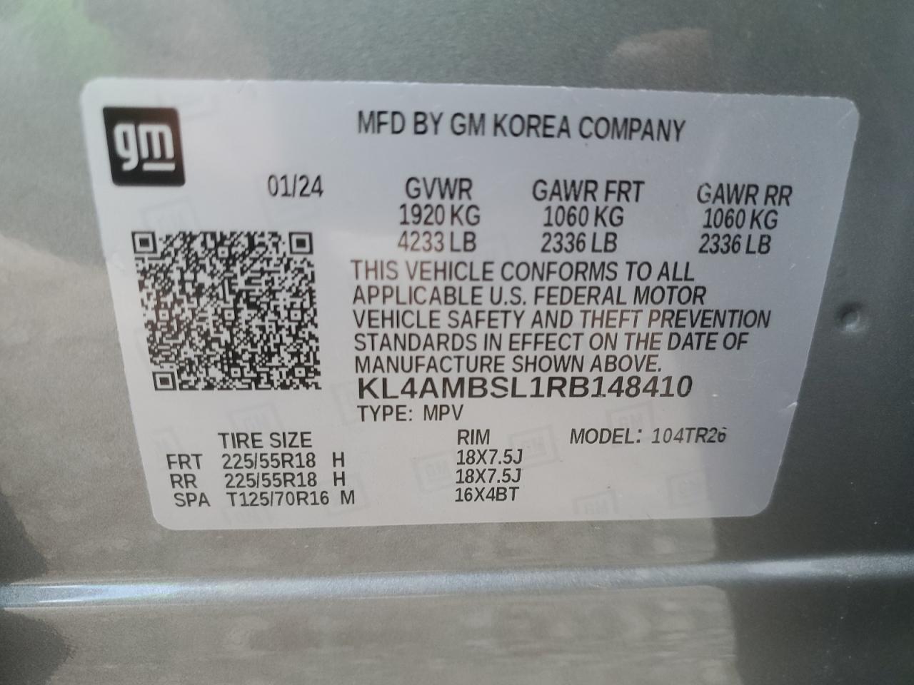 2024 BUICK ENCORE GX PREFERRED VIN:KL4AMBSL1RB148410