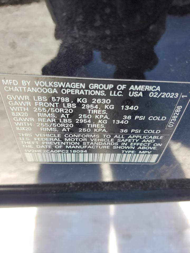 2023 VOLKSWAGEN ATLAS CROSS SPORT SE VIN:1V2HE2CA0PC218094