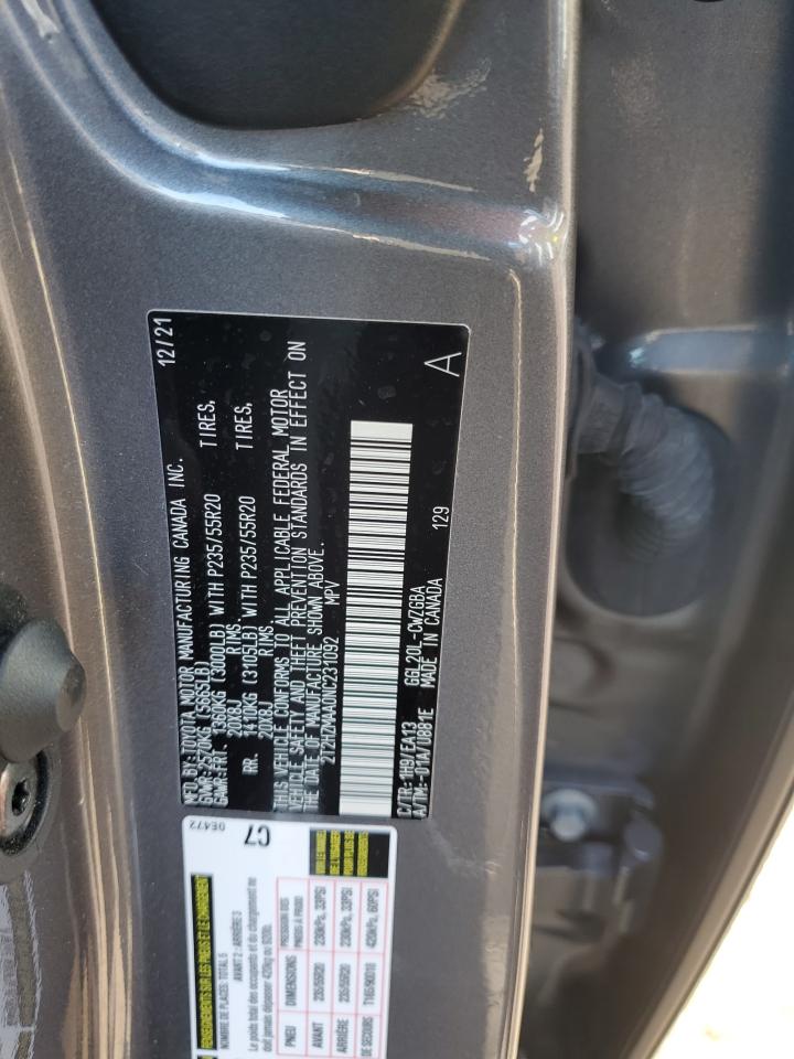 2022 LEXUS RX 350 VIN:2T2HZMAA0NC231092