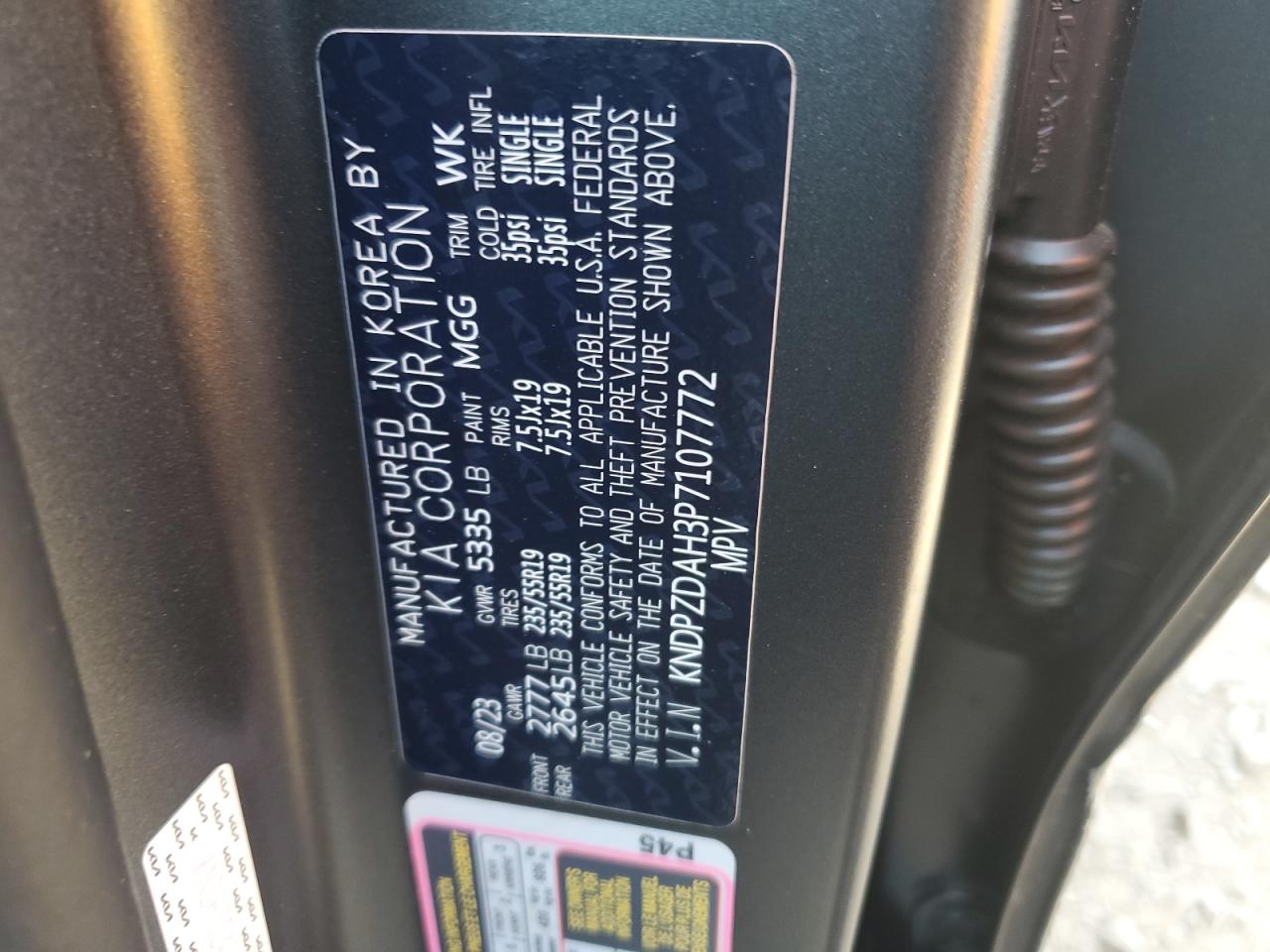 2023 KIA SPORTAGE X-LINE PRESTIGE VIN:KNDPZDAH3P7107772