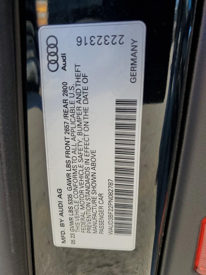 2023 AUDI A6 PREMIUM VIN:WAUD3BF22PN082787