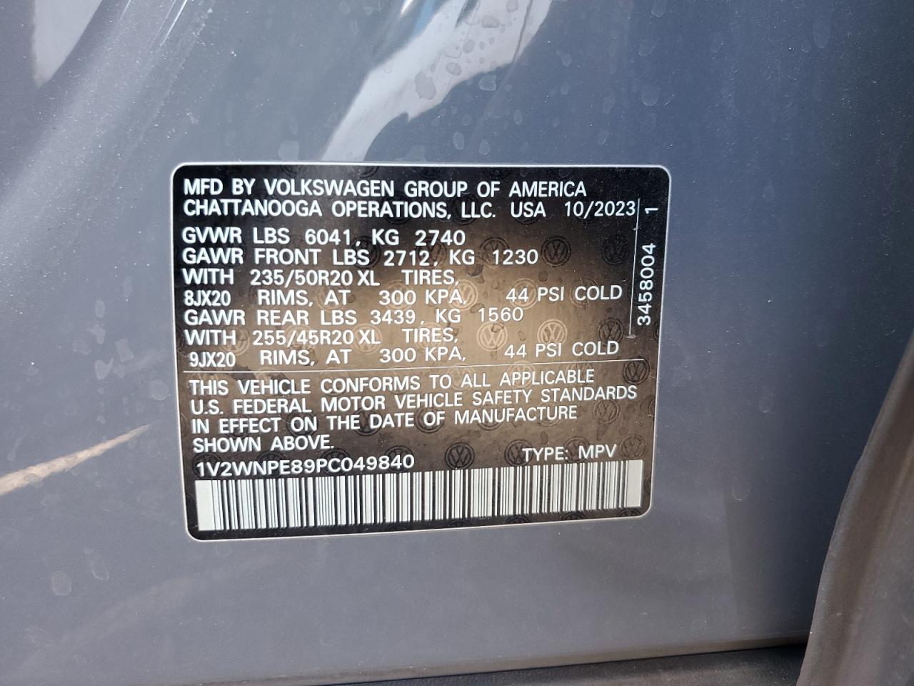 2023 VOLKSWAGEN ID.4 PRO S VIN:1V2WNPE89PC049840