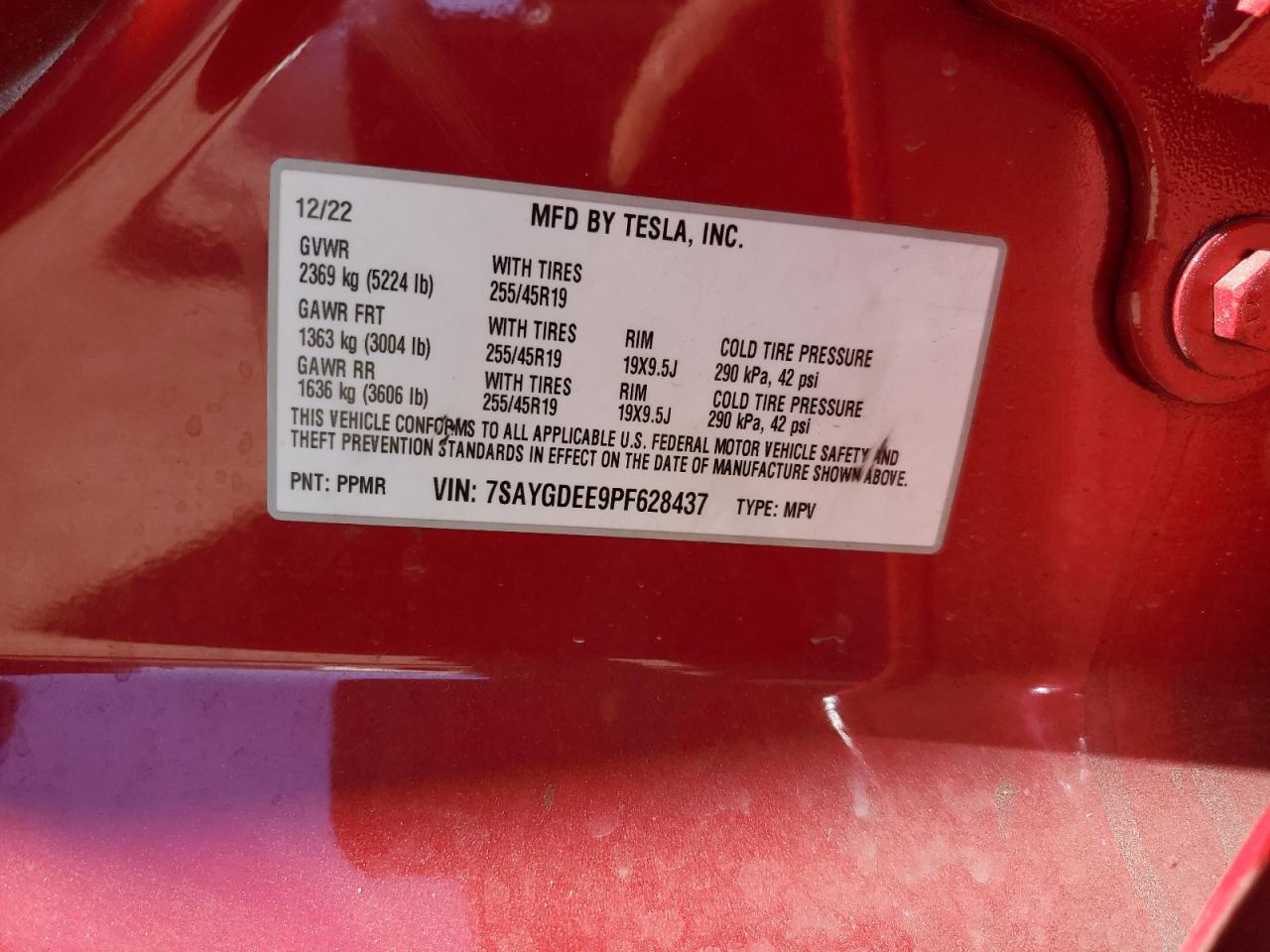 2023 TESLA MODEL Y VIN:7SAYGDEE9PF628437