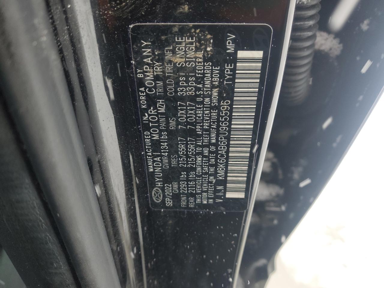 2023 HYUNDAI KONA SEL VIN:KM8K6CAB6PU965596