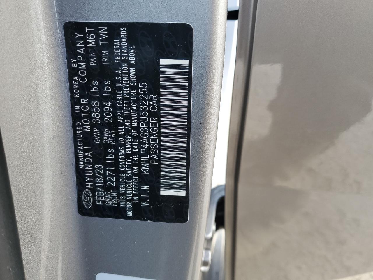 2023 HYUNDAI ELANTRA LIMITED VIN:KMHLP4AG3PU532255