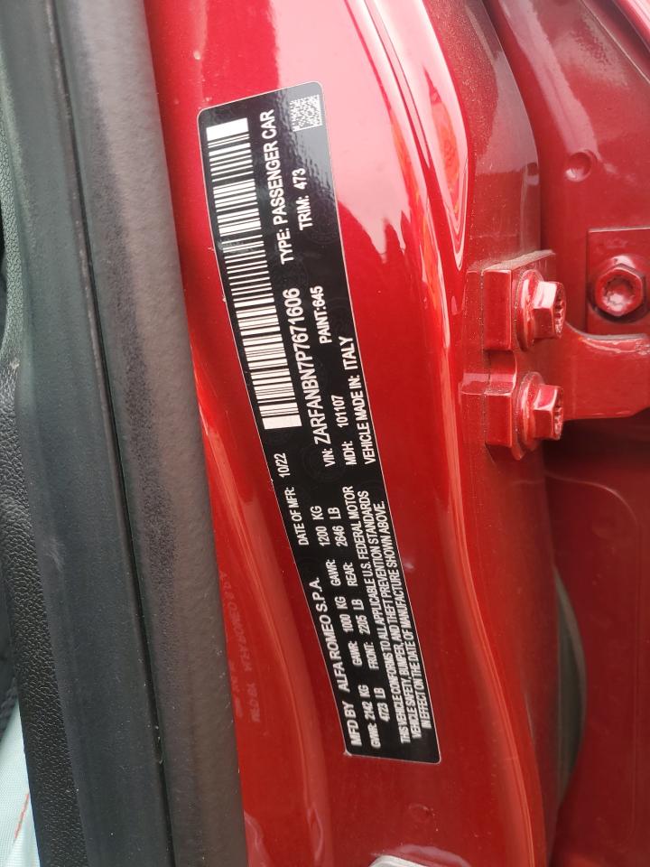 2023 ALFA ROMEO GIULIA TI VIN:ZARFANBN7P7671606