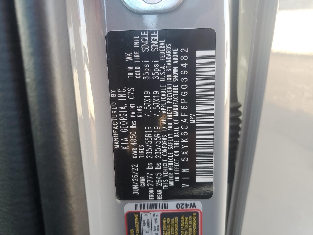 2023 KIA SPORTAGE X LINE VIN:5XYK6CAF6PG039482