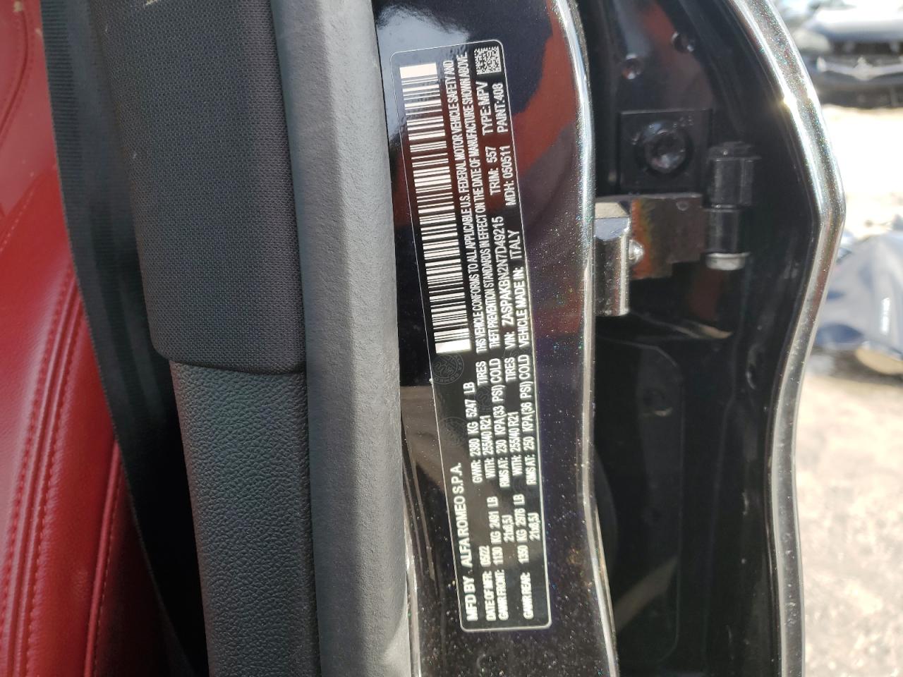 2022 ALFA ROMEO STELVIO TI VIN:1GNSKDEC9GR137688