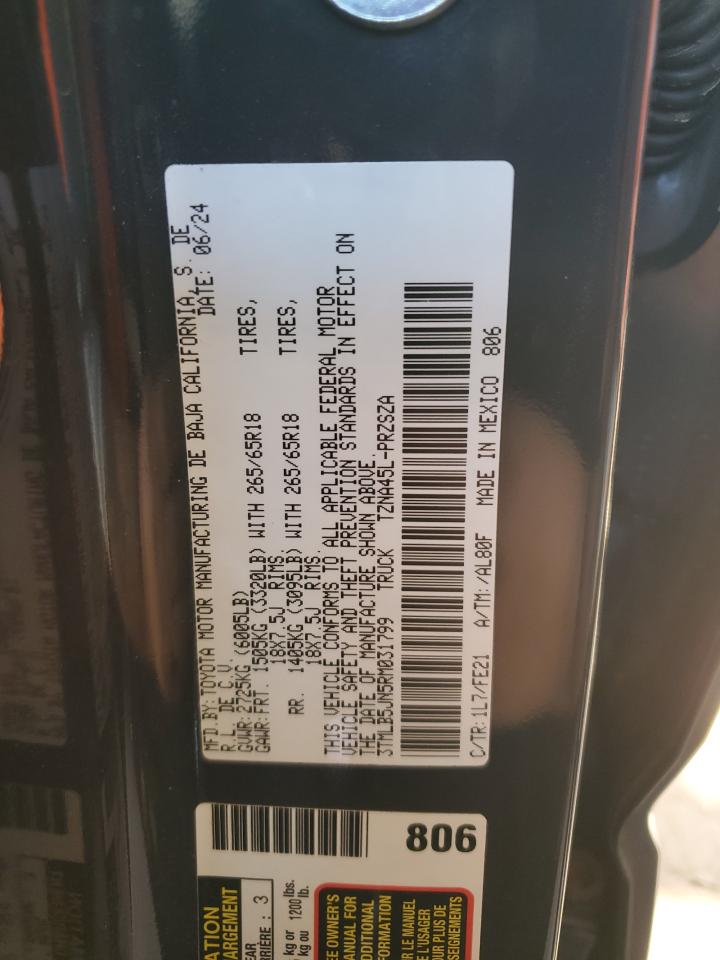 2024 TOYOTA TACOMA DOUBLE CAB VIN:3TMLB5JN5RM031799