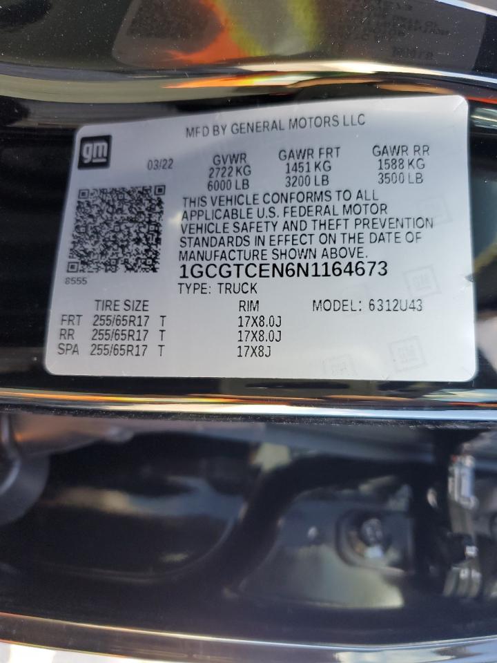 2022 CHEVROLET COLORADO LT VIN:1D3HB16P59J517560