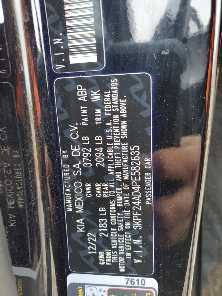 2023 KIA FORTE LX VIN:3KPF24AD4PE582635