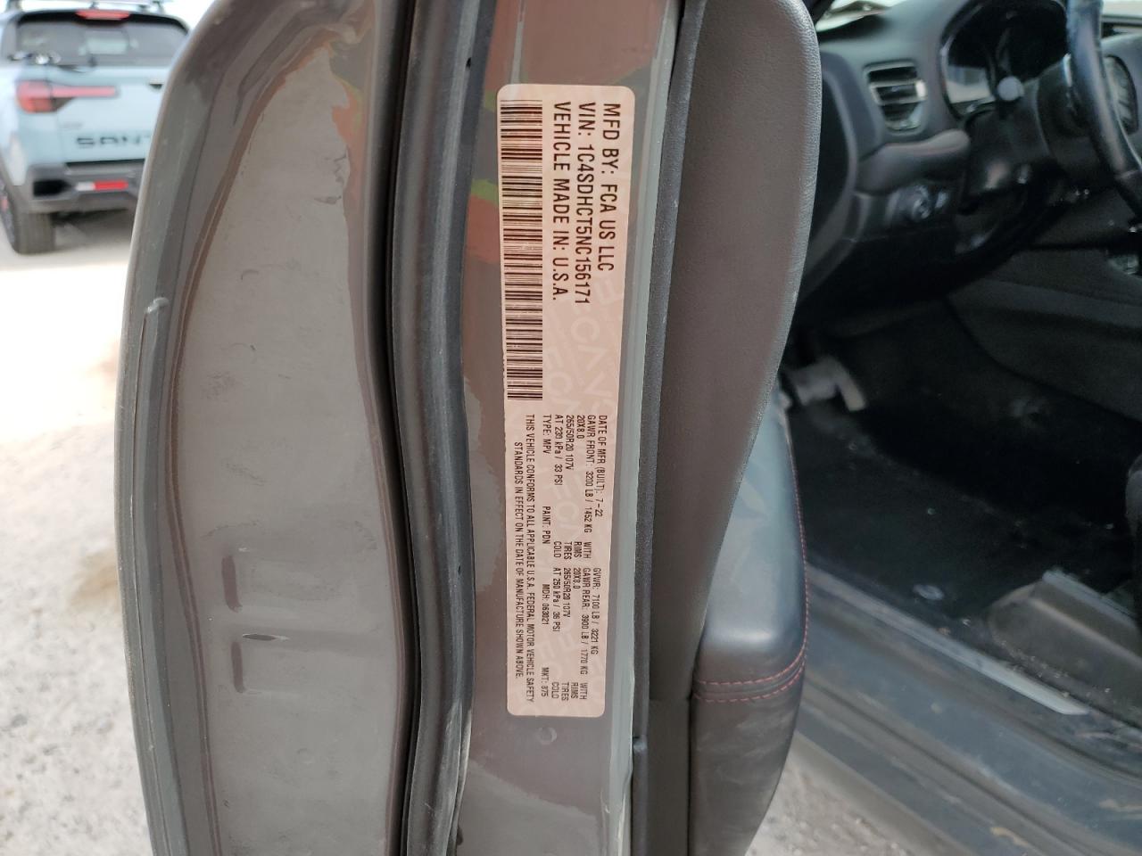 2022 DODGE DURANGO R/T VIN:1FDXE4FS5JDC19672