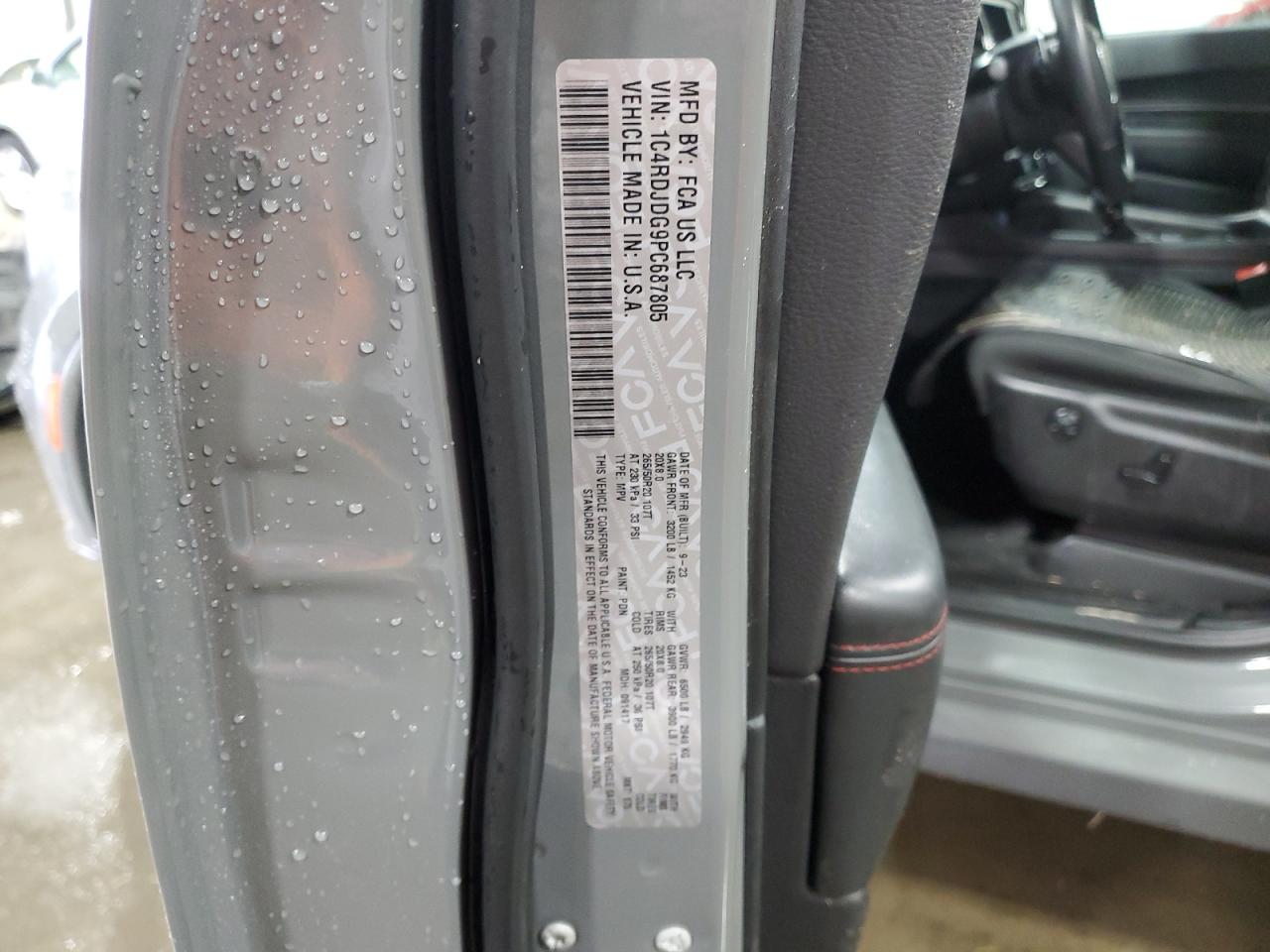 2023 DODGE DURANGO GT VIN:1C4RDJDG9PC687805