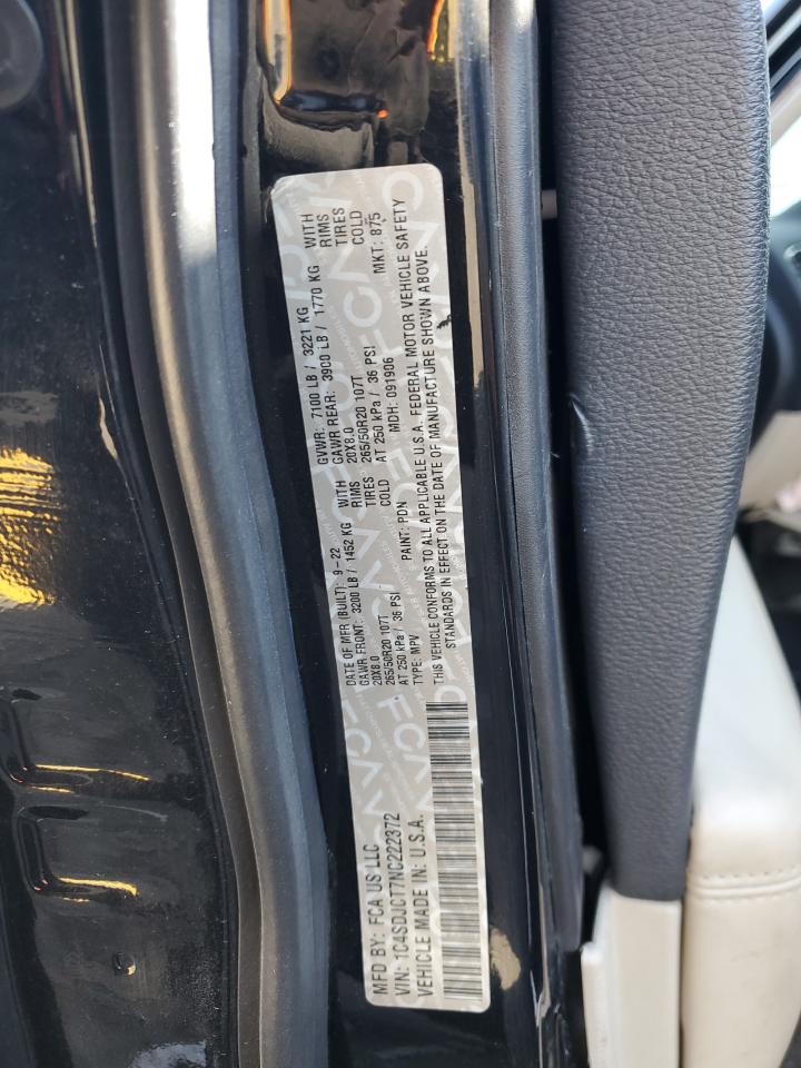 2022 DODGE DURANGO R/T VIN:1C4SDJCT7NC222372