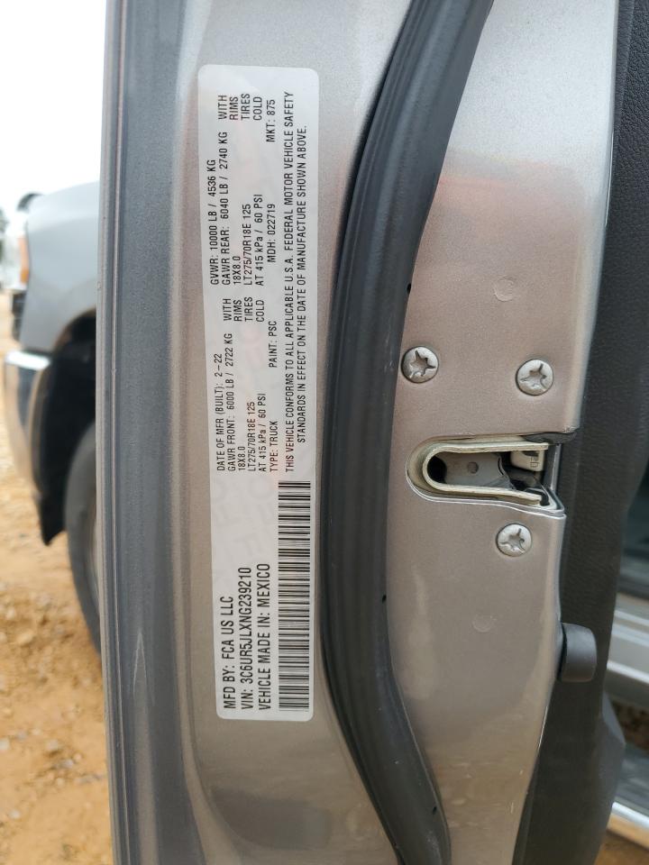 2022 RAM 2500 BIG HORN/LONE STAR VIN:3C6UR5JLXNG239210
