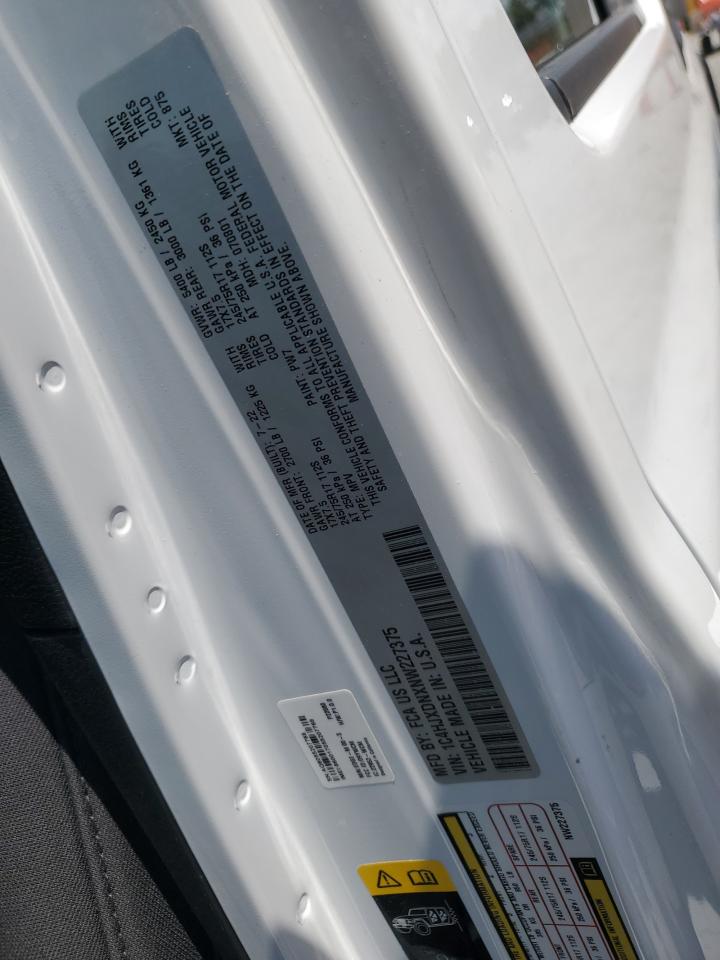 2022 JEEP WRANGLER UNLIMITED SPORT VIN:1C4HJXDNXNW227375