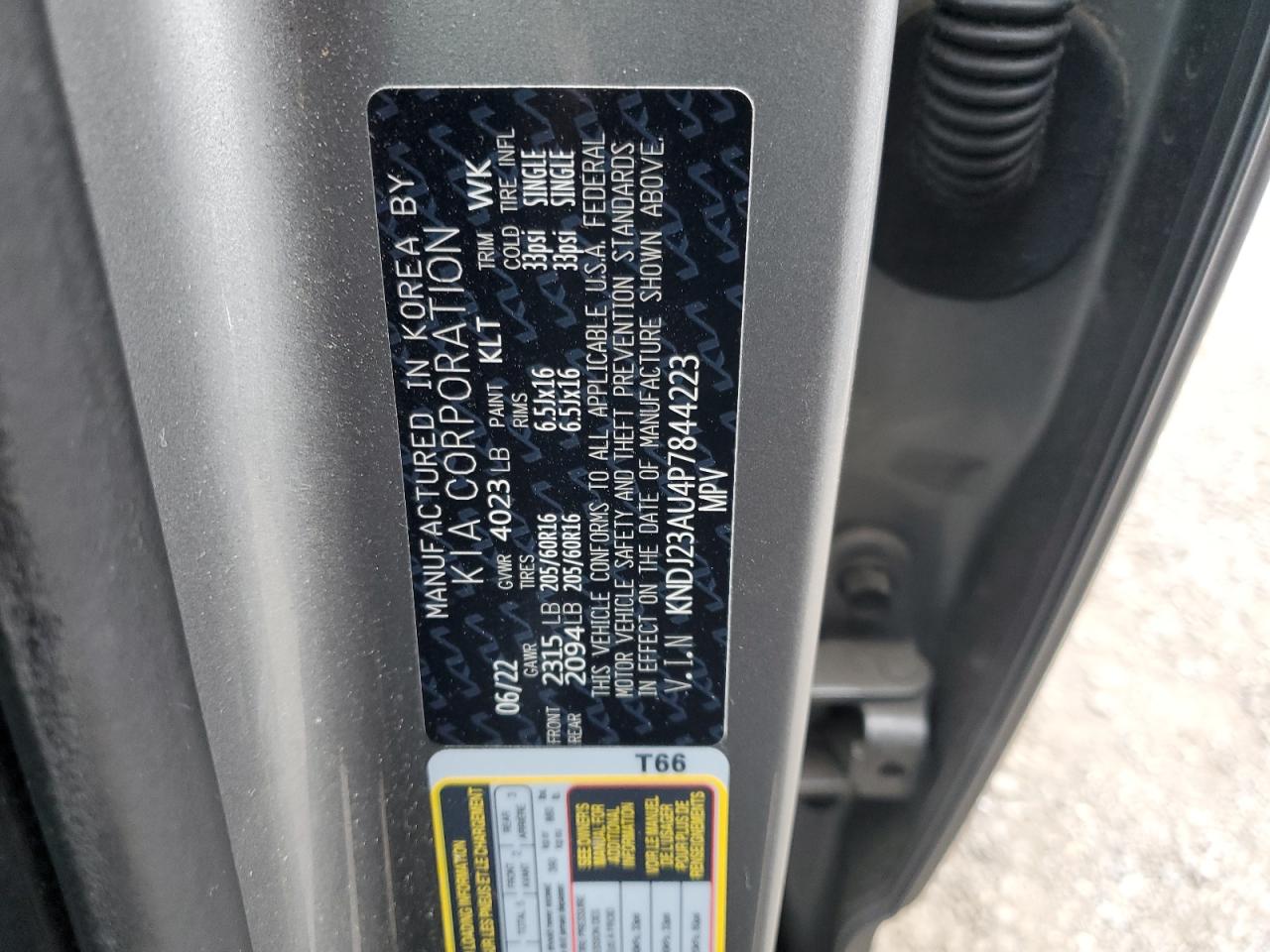 2023 KIA SOUL LX VIN:KNDJ23AU4P7844223