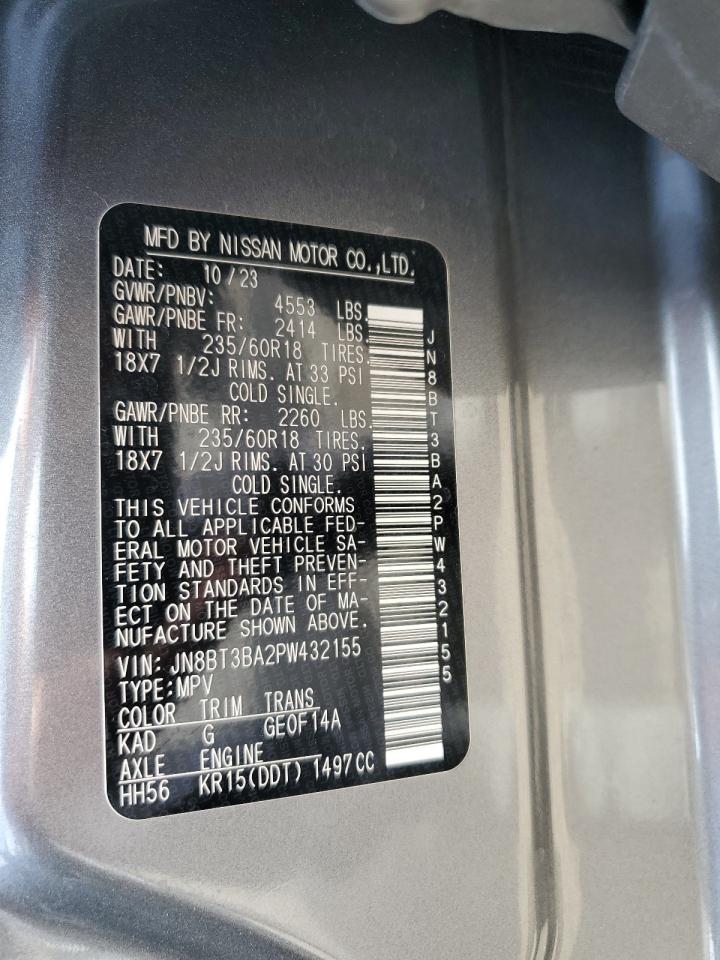 2023 NISSAN ROGUE SV VIN:JN8BT3BA2PW432155