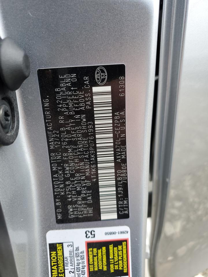 2023 TOYOTA CAMRY XSE VIN:4T1K61AK9PU761993