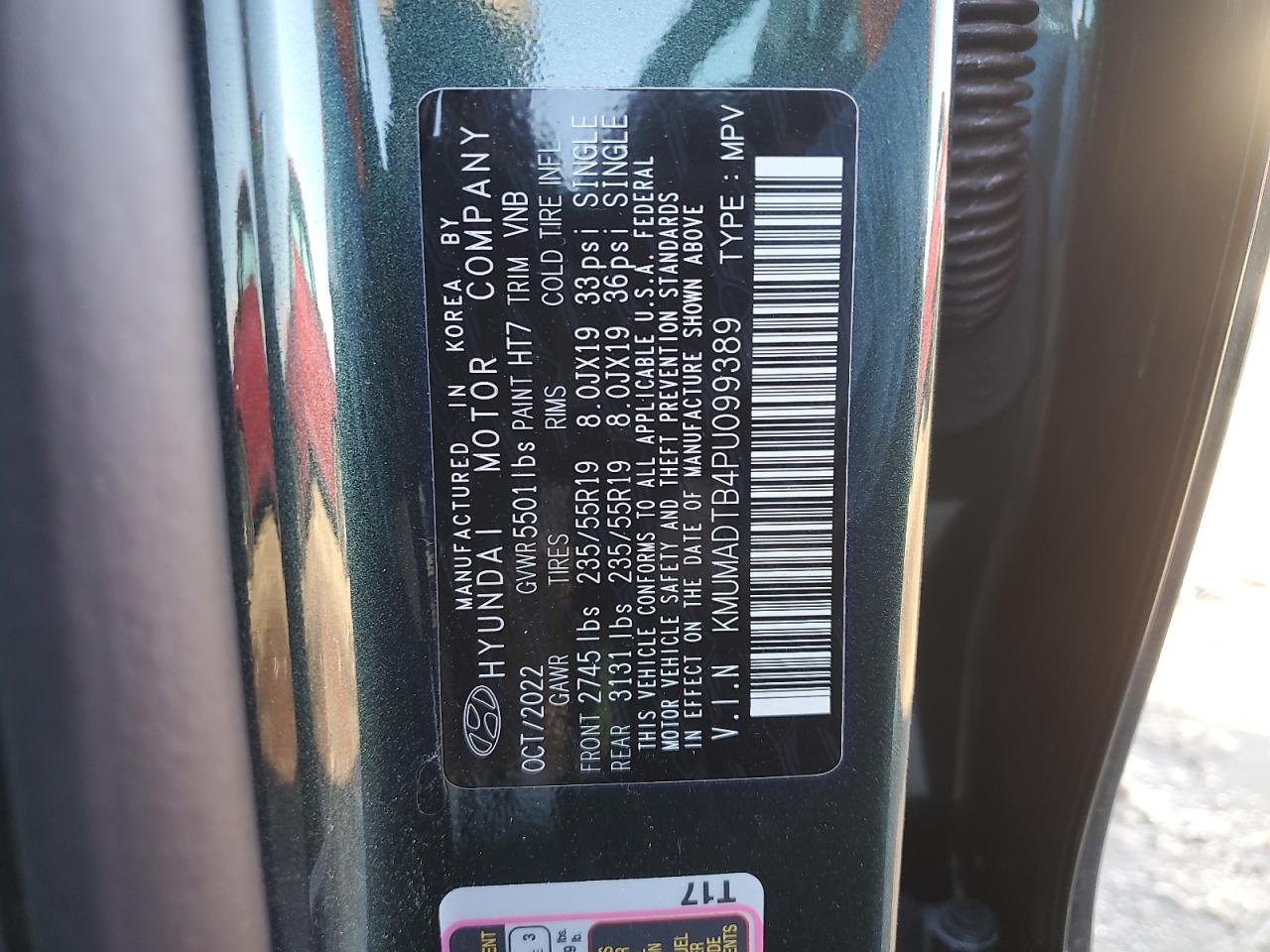 2023 GENESIS GV70 BASE VIN:KMUMADTB4PU099389