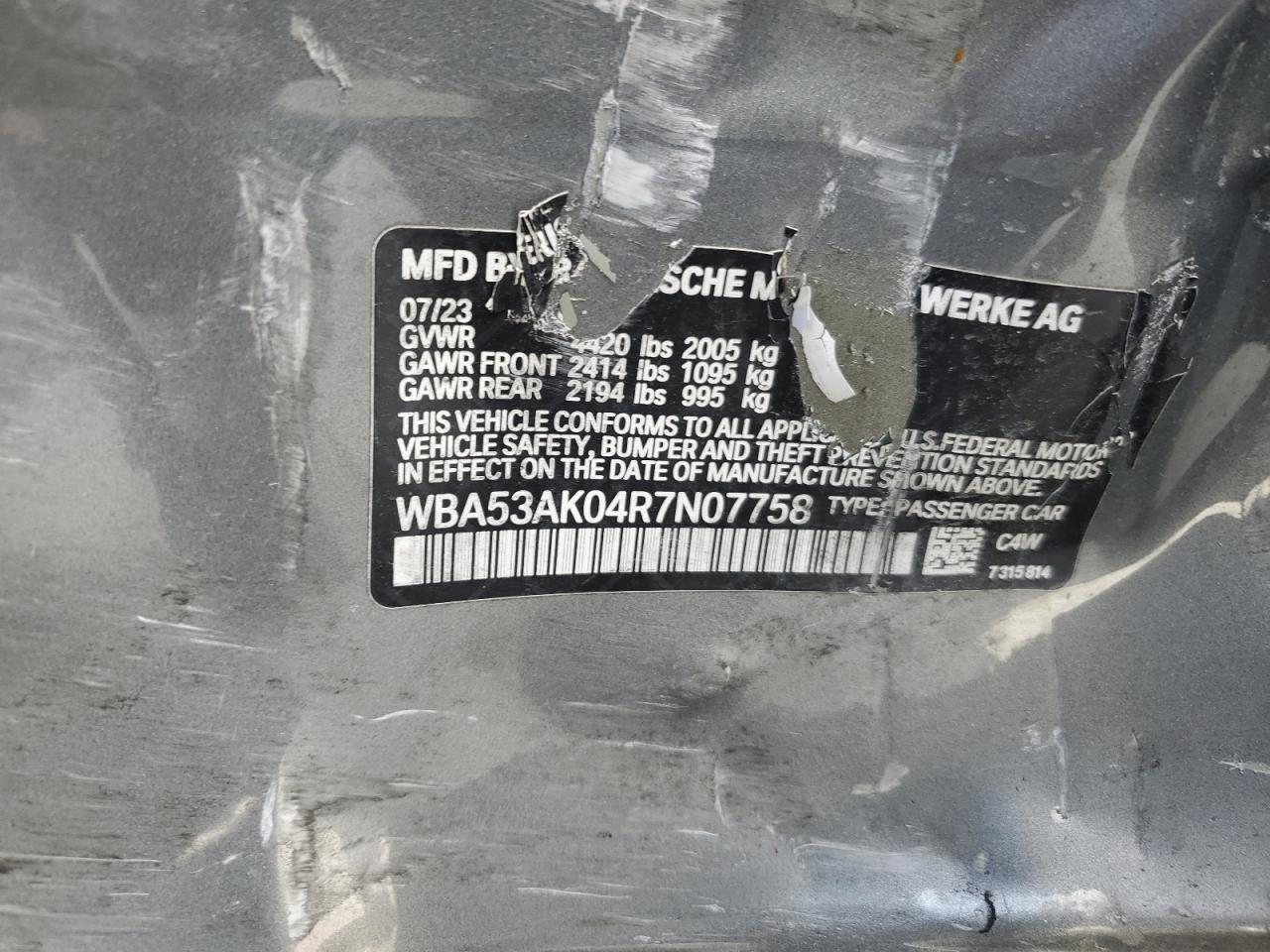 2024 BMW 228I VIN:WBA53AK04R7N07758