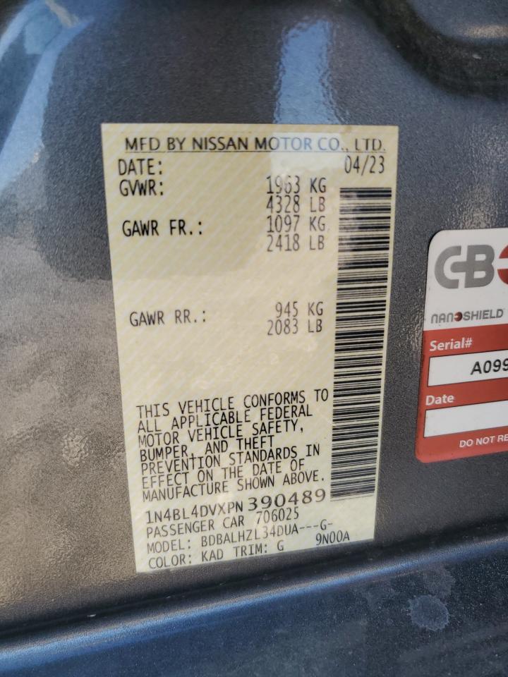 2023 NISSAN ALTIMA SV VIN:1N4BL4DVXPN390489